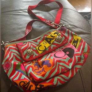 Coach purse poppy red zebra grafitti